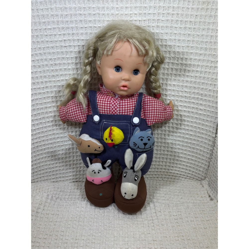 Lovee Doll & Toy Co Farm Animal‎ Overalls Doll Kids 14" Blue Red